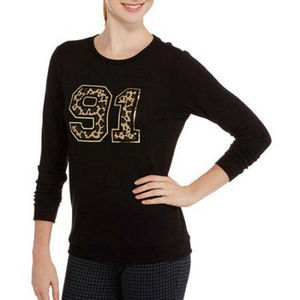 No Boundaries Juniors' Sweatshirt Black Long-Sleeve Size M